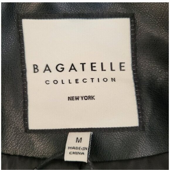 Bagatelle Collection Medium Drape FAUX Leather Jacket in Black and Dark Gray - Picture 5 of 11